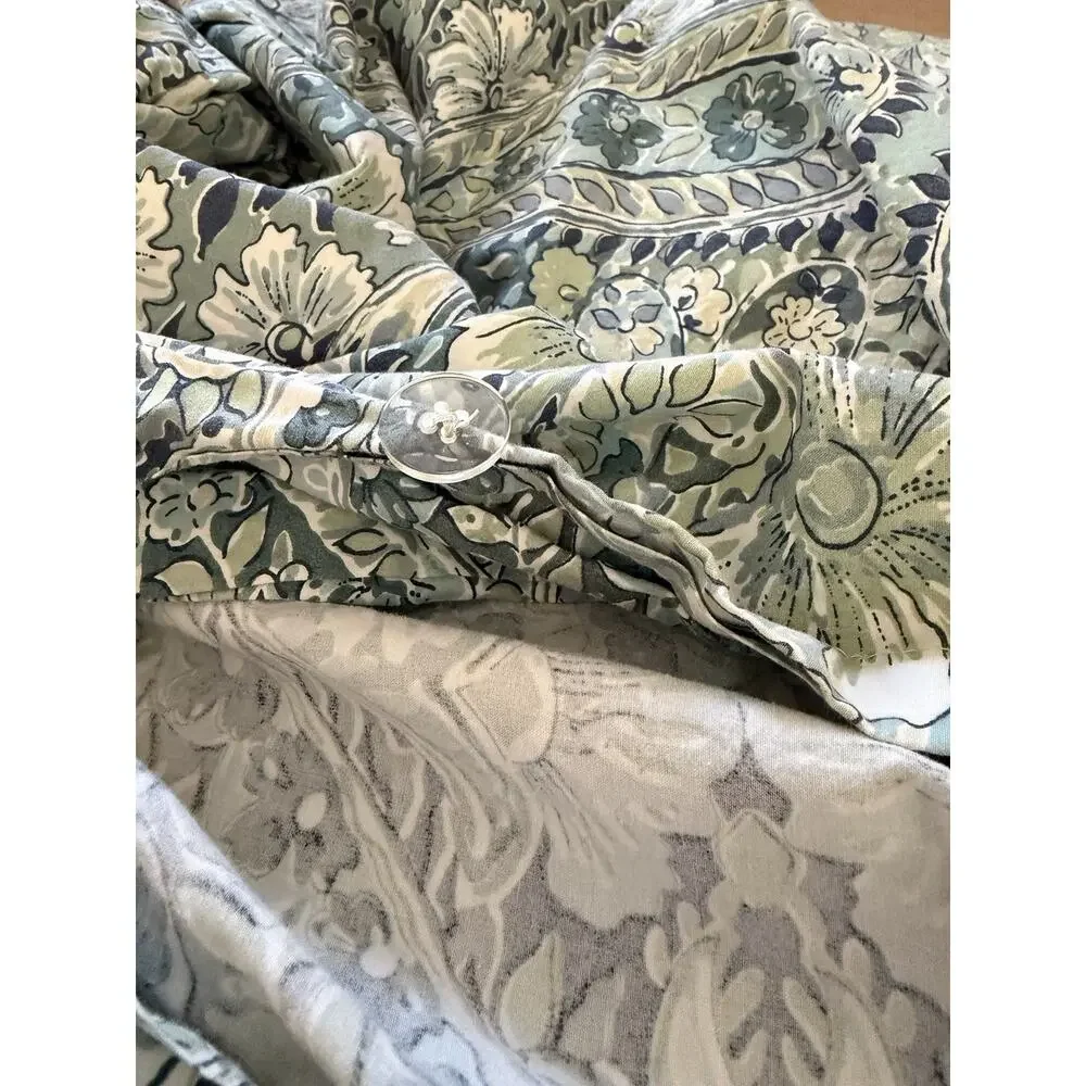 Pottery Barn Jordana Blue Green Paisley Queen Duvet Cover